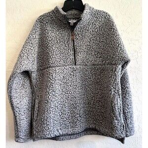 Time & Tru‎ Super Soft Front Zip Fleece Sweatshirt Size L Gray Long Sleeve
